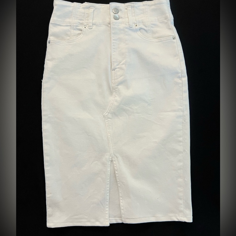 Veronica Beard White Denim Pencil MIDI Skirt